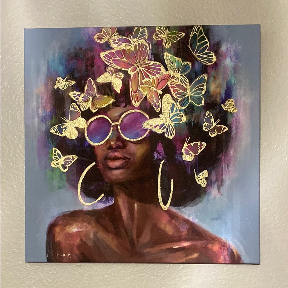 Gold-Accented Purple Butterfly Portrait Wall Art